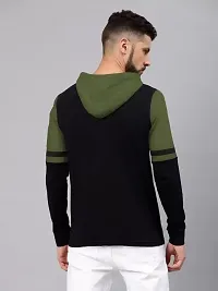 Comfortable Olive Cotton Tees For Men Hood-thumb2