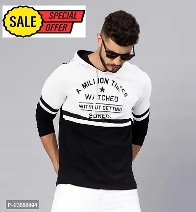 Stylish Printed Hooded Tees For Men-thumb0