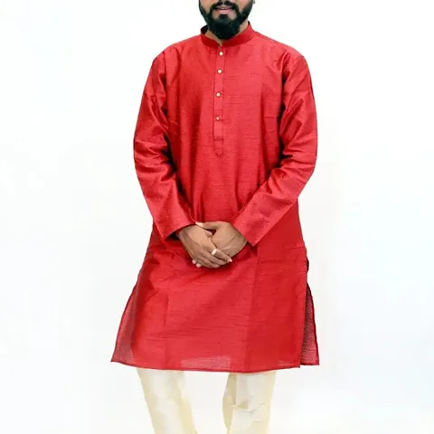 Reliable Silk Blend Knee Length Kurta For Mens