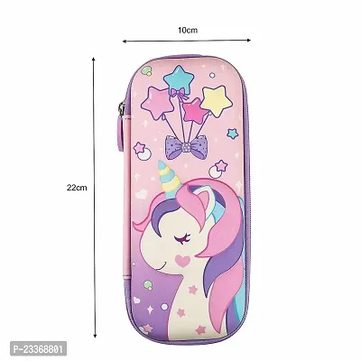 3D Unicorn Cover Large Capacity Pencil Case Compass with Compartments, School Supply Organizer for Students, Stationery Box, Cosmetic Zip Pouch Bag (1 Unit)-thumb3