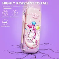 3D Unicorn Cover Large Capacity Pencil Case Compass with Compartments, School Supply Organizer for Students, Stationery Box, Cosmetic Zip Pouch Bag (1 Unit)-thumb1