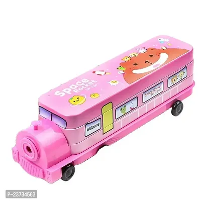 Compass Box for Girls with Wheel, Stylish School Bus ans Train Geometry Box for Boys, Pencil Box Set Toys for Kids-thumb5