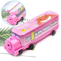 Compass Box for Girls with Wheel, Stylish School Bus ans Train Geometry Box for Boys, Pencil Box Set Toys for Kids-thumb1