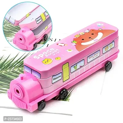 Compass Box for Girls with Wheel, Stylish School Bus ans Train Geometry Box for Boys, Pencil Box Set Toys for Kids-thumb2