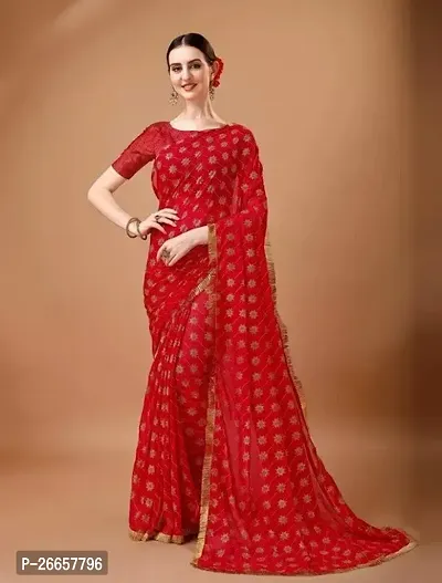 Beautiful Chiffon Saree With Blouse Piece For Women-thumb0