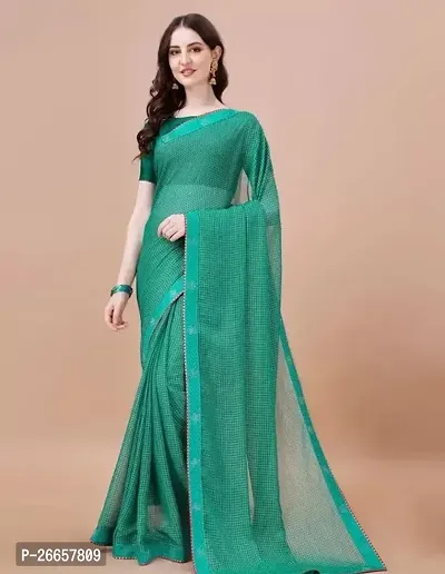 Beautiful Chiffon Saree With Blouse Piece For Women