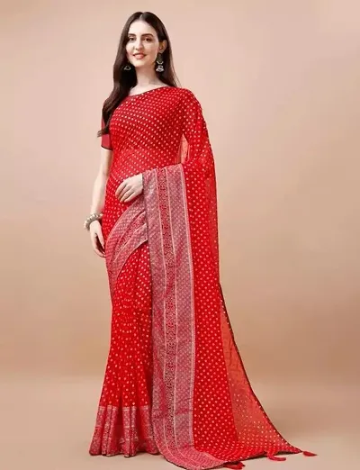 Beautiful Chiffon Saree With Blouse Piece For Women