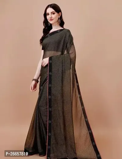 Beautiful Chiffon Saree With Blouse Piece For Women-thumb0