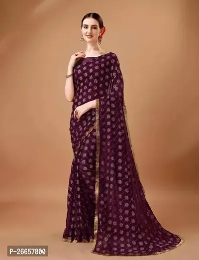 Beautiful Chiffon Saree With Blouse Piece For Women