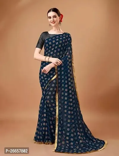 Beautiful Chiffon Saree With Blouse Piece For Women