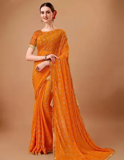 New In Chiffon Saree without Blouse piece 