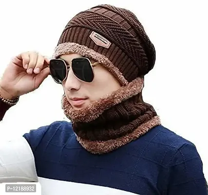 Angikaar Men Solid Beanie Pack of 2 Set (Brown)