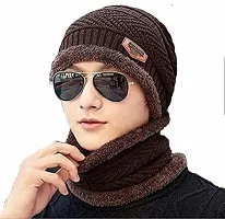 Angikaar Men Solid Beanie Pack of 2 Set (Brown)-thumb1