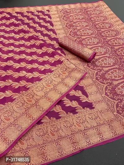 Stylish  Organza silk Saree Jacquard Weaving Zari Saree For Women