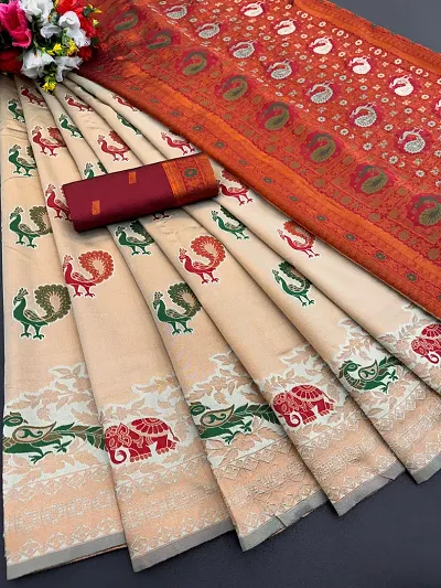 Stylish Silk Saree Jacquard Weaving Zari Saree For Women