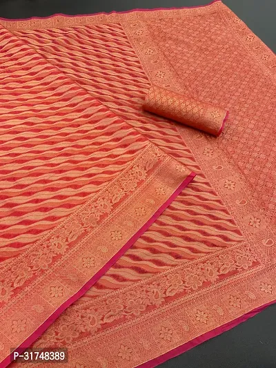 Stylish  Organza silk Saree Jacquard Weaving Zari Saree For Women