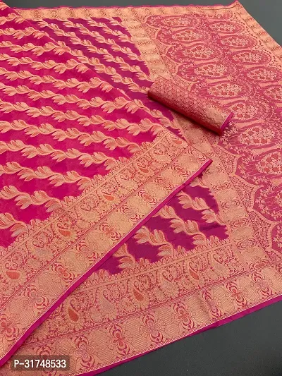 Stylish  Organza silk Saree Jacquard Weaving Zari Saree For Women