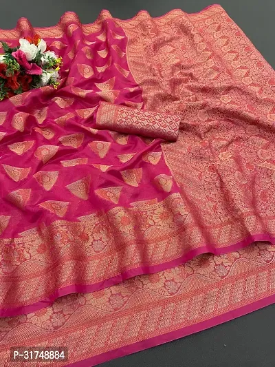 Stylish  Organza silk Saree Jacquard Weaving Zari Saree For Women