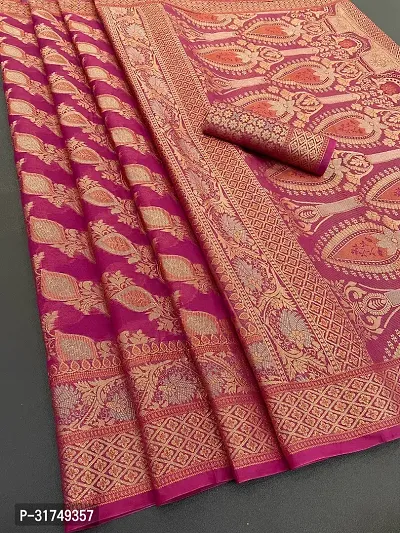 Stylish  Organza silk Saree Jacquard Weaving Zari Saree For Women-thumb0