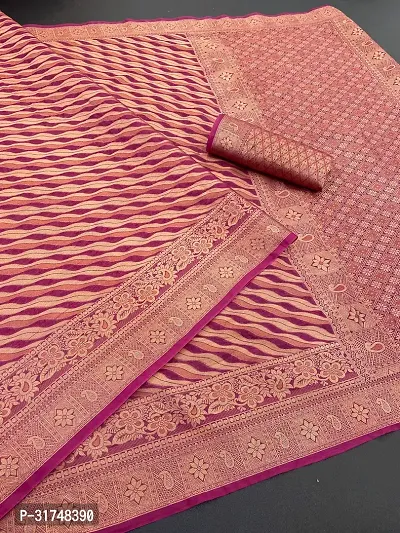 Stylish  Organza silk Saree Jacquard Weaving Zari Saree For Women-thumb0