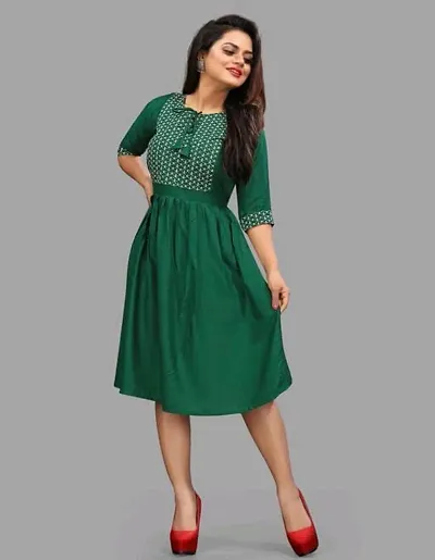 Stylish Rayon Embroidery A-Line Kurti