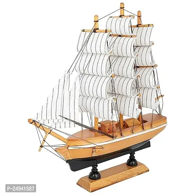 Wooden Ship Showpiece Decorative Items Ideal For Gifting Purpose, Multicolour Size 16 Cm