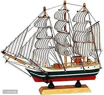 Wooden Ship Showpiece Decorative Items Ideal For Gifting Purpose, Multicolour Size 16 Cm