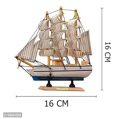 Wooden Ship Showpiece Decorative Items Ideal For Gifting Purpose, Multicolour Size 16 Cm