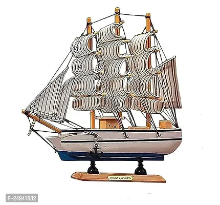 Wooden Ship Showpiece Decorative Items Ideal For Gifting Purpose, Multicolour Size 16 Cm