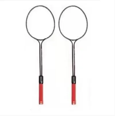 Double Rod Set of 2 Pcs Badminton Racquet 2 Piece of Plastic Shuttlecock Multicolor Strung Badminton Racquet Pack of 1 0.45 g