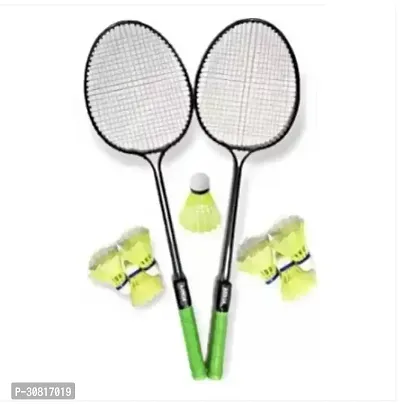 Double Rod Set of 2 Badminton Racquet Plastic Shuttlecock 7 Piece Multicolor Strung Badminton Racquet Pack of 1 0.4 g-thumb0