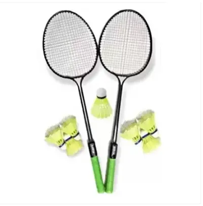 Double Rod Set of 2 Badminton Racquet Plastic Shuttlecock 7 Piece Multicolor Strung Badminton Racquet Pack of 1 0.4 g