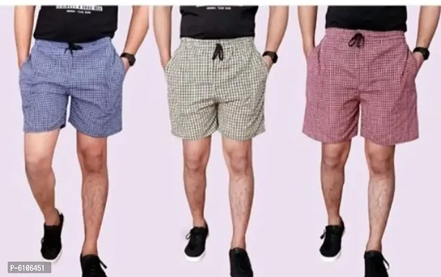 Multicoloured Cotton Regular Shorts For Men