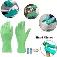 Cleaning Gloves Reusable Rubber Hand Gloves, Stretchable Gloves for Washing Cleaning Kitchen Garden - Pack of 2 Pair (Mix Color)-thumb1