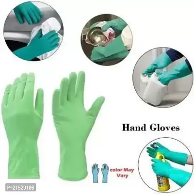 Cleaning Gloves Reusable Rubber Hand Gloves, Stretchable Gloves for Washing Cleaning Kitchen Garden - Pack of 2 Pair (Mix Color)-thumb2