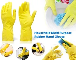 Rubber Hand Gloves Reusable Washing Cleaning Kitchen Garden (6 Pairs) (Color May Vary)-thumb4