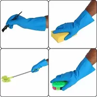 Reusable Rubber Hand Gloves, Stretchable Gloves for Washing Cleaning Kitchen Garden, 7-Pair (Any Color)-thumb1