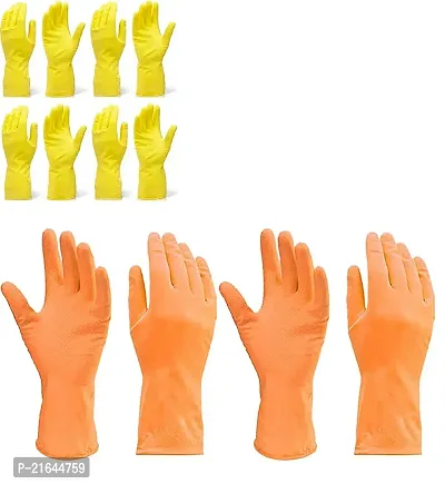 Yellow and Orange 6 Pairs Reusable Safety Gloves Dish Kitchen Platform Washing Home Bathroom Cleaning Garden Type of Safety Uses Sanitation Waterproof Gloves for Men Womennbsp;