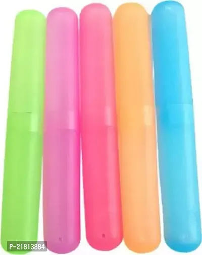 Travel Plastic Toothbrush Cover, Pack of 5, Multicolour-thumb0