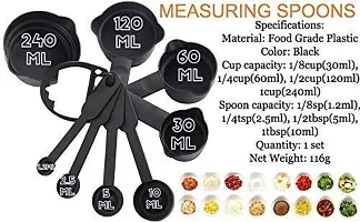 8Pcs Black Measuring Cups and Spoons Set, Silicone Series Spatula and Brush Set Non-Sticky Oil Brush Reusable Kitchen Set for Cooking Multicolor-thumb3