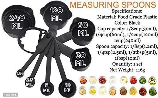 8Pcs Black Measuring Cups and Spoons Set, Silicone Series Spatula and Brush Set Non-Sticky Oil Brush Reusable Kitchen Set for Cooking Multicolor-thumb4