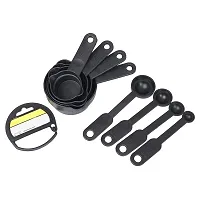 8Pcs Black Measuring Cups and Spoons Set, Silicone Series Spatula and Brush Set Non-Sticky Oil Brush Reusable Kitchen Set for Cooking Multicolor-thumb1