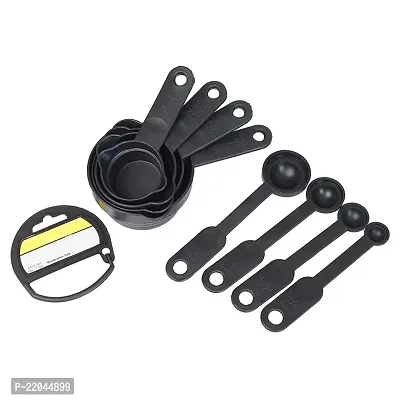 8Pcs Black Measuring Cups and Spoons Set, Silicone Series Spatula and Brush Set Non-Sticky Oil Brush Reusable Kitchen Set for Cooking Multicolor-thumb2