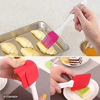 8Pcs Black Measuring Cups and Spoons Set, Silicone Series Spatula and Brush Set Non-Sticky Oil Brush Reusable Kitchen Set for Cooking Multicolor-thumb5