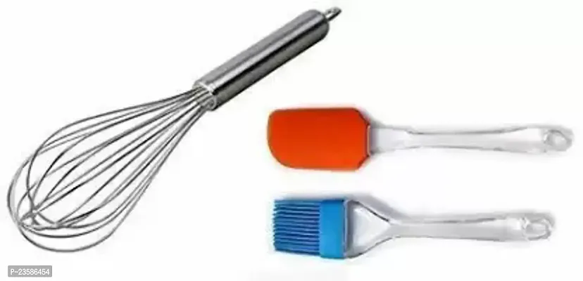 Silicone Basting Spatula, Brush and Stainless Steel Whisker