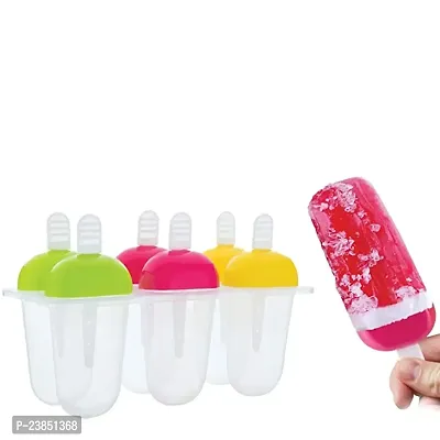 Plastic Ice Cream Candy Kulfi Maker Popsicle Mould, Set of 6 - (Color as per Availability)-thumb2