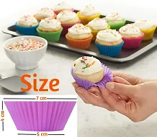 Reusable Silicone 12 Pieces Round Moulds for Muffins/Cupcake/Jelly/Cake (Made in India), Multicolour, Silicon, 12 Pieces-thumb3