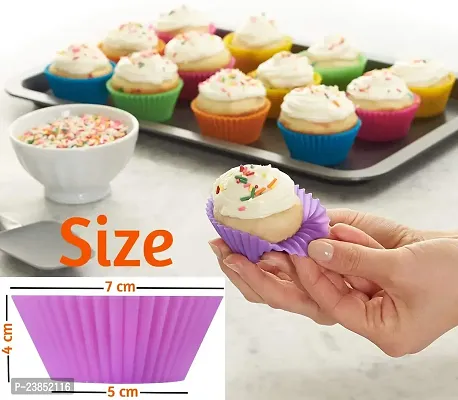 Reusable Silicone 12 Pieces Round Moulds for Muffins/Cupcake/Jelly/Cake (Made in India), Multicolour, Silicon, 12 Pieces-thumb4