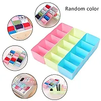 Plastic Socks Undergarments Closet Wardrobe Storage Drawer Organizer Box (Multicolour, L - 26.5 x W - 8.5 x H - 6.5 cm, Every Cell Width - 5.5 cm  Depth - 6.5 cm)- Pack of 4-thumb3