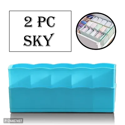 Plastic Socks Undergarments Closet Wardrobe Storage Drawer Organizer Box (Multicolour, L - 26.5 x W - 8.5 x H - 6.5 cm, Every Cell Width - 5.5 cm  Depth - 6.5 cm)- Pack of 2